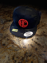 Load image into Gallery viewer, Black Flatbill Trucker Hats with Mesh back
