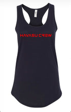 Load image into Gallery viewer, Red HAVASU CREW text on women&#39;s tees and tanks
