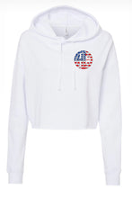 Load image into Gallery viewer, Red, White and Crew Cropped Hoodie
